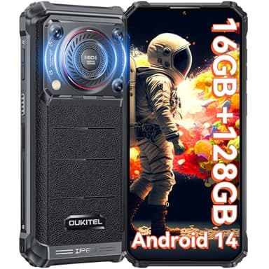 OUKITEL WP36 Movil Resistente Movil Irrompible 128dB Altavoz 10600mAh Móvil Rugerizado 16GB+128GB/1TB 6.52"HD+ Movil Indestructible Movil Todoterreno Android 14 Cámara 13MP Dual 4G SIM/NFC/GPS/Face ID