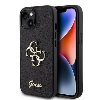 Guess GUHCP15SHG4SGK - Carcasa para iPhone 15 de 6,1 Pulgadas, Color Negro
