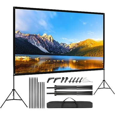 VISULAPEX Pantalla Proyector Portátil 120 Pulgadas con Tripode - Pantalla de Proyección 16:9 4K Full HD Aluminio para Cine casa Camping Eventos Recreativos