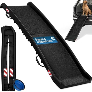 CADOCA® Rampa para Perros Coche Maleteros Escalones Plegable Capacidad 90 KG Compacta 156x40cm Ligera Antideslizante
