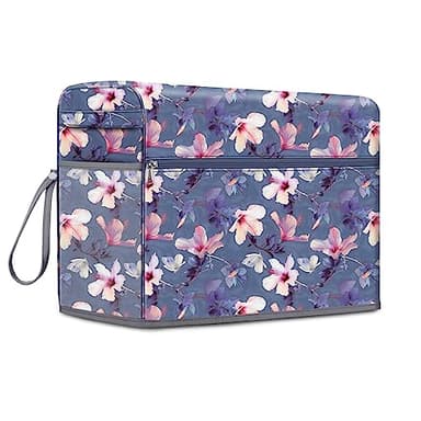 FINPAC Funda Maquina Coser, Antipolvo Funda con asa Lateral y Bolsillos, Funda Antipolvo Compatible con la Mayoría de Máquina de Coser Estándar como Singer y Brother (SÓLA Bolsa) (Blooming Hibiscus)