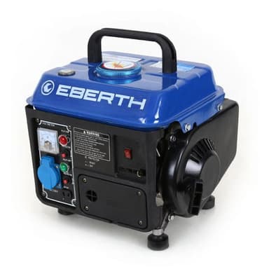 EBERTH Generador de corriente de emergencia de 750 vatios con motor de gasolina de 2 CV, 2 tiempos, refrigerado por aire, 1x 230 V, 1x 12 V, arranque por tracción, voltímetro, indicador de combustible