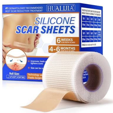 Hojas de silicona para cicatrices, cinta de silicona para cicatrices (rollo de 1.6 x 120 pulgadas, 3M), cinta de cicatriz de grado médico para cicatrices quirúrgicas, cinta de silicona reutilizable