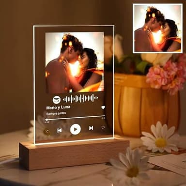 Transparent Gift Placa Spotify Personalizada con Foto y Canción S. Placas de Metacrilato Personalizadas. Regalos de Cumpleaños, San Valentín y Navidad. Regalos para Amigos, Parejas y Familiares