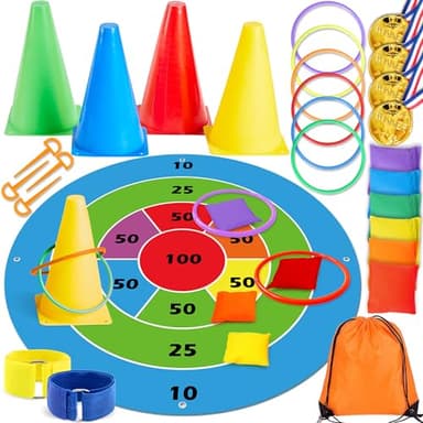 Lubibi Ring Toss Game Set para Niños,Incluye una Bolsa de Mano para un fácil Almacenamiento, Juegos Deportivos de Interior y Exterior para niños, Juegos de Fiesta de cumpleaños en el jardín