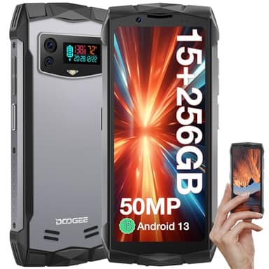 DOOGEE Smini Teléfono Movil Resistente 15GB + 256GB(SD 2TB) Movil Irrompible, Cámara Dual AI de 50MP, Pantalla de 4.5''QHD+ Smartphone Android 3000mAh/IP6869K/NFC/4G Dual SIM/Face ID/Huella Dactilar