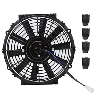 Ventilador eléctrico, radiador Delgado de 10 Pulgadas, Ventilador de radiador eléctrico, 24 V, 80 W, 2100 RPM, 10 aspas Rectas, Universal para Coche, Negro