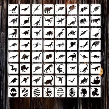 64Pz Plantilla de Pintura de Animales para Niños, 7.6cm Dinosaurios Plantillas de Dibujos para Pintar de Animales, Stencil para Muebles Scrapbooking Pared Decoración