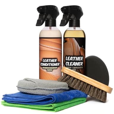 GxDetail Pack Cuidado Cuero - Kit Limpieza e Hidratación para Cuero Coche Gx Detail - Kit Con Accesorios y Limpiador de Asientos de Cuero - Limpia Asientos Tapicerias Piel y Cuero de Coche...