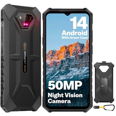 Ulefone Armor X13 Móvil Resistente(2024), Teléfono Movil Android 14, Movil Irrompible 12GB +64GB ROM/SD-256GB, 50MP+24MP Visión Nocturna, 6320mAh, 98dB Altavoz, Teléfono 6.52" HD+, Doble 4G/NFC/GPS