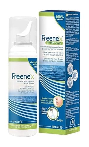 FREENEX Spray Nasal Agua de Mar Hipertónico para la Congestión Nasal por Resfriado, Rinosinusitis, Sinusitis y Rinitis Alérgica. 150 ml