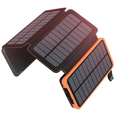 A ADDTOP Cargador Solar 25000mAh Power Bank Portátil con 3 Ports 3A Output Batería Externa Impermeable con 4 Paneles Solar para Smartphones Tabletas