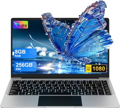 Ordenador portátil 14 Pulgadas N4020 hasta 2,8 GHz Portátil 8GB LPDDR4 RAM 256GB SSD Soporte 1TB SSD Expansión portatil 2.4G+5G WiFi BT4.2 USB, Mini Puerto Multimedia, 1920*1080 IPS HD Pantalla-Plata