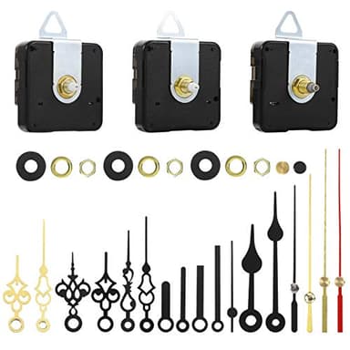 FRIUSATE 3 Piezas Mecanismo Reloj de Pared Mecanismos de Movimiento de Reloj de Cuarzo Maquinaria Reloj Pared para DIY Reparación de Reloj Reemplazo de Piezas con 6 Diferentes Pares de Manecillas