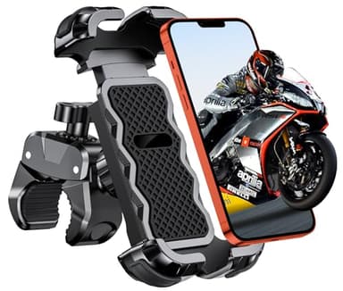 Babacom Soporte Movil Moto 360° Rotación, Cerradura 1s y Protección Segura Soporte Movil Bicicleta para Manillar de 0.71-1.4" Diámetro, Soporte Móvil Bicicleta Compatible con iPhone 4.7-6.8", GPS