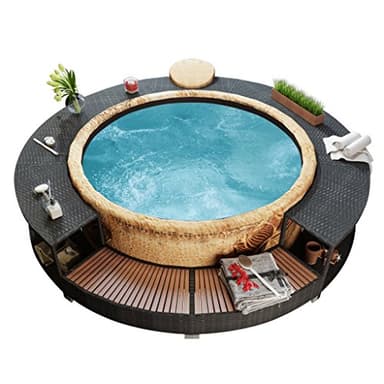 Festnight Artículo Ronda para Piscina para Jacuzzi Ratán Negro