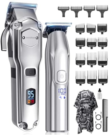 Maquina de Cortar Pelo Hombre,Juego de Barbero y Recortador,Cortapelos Recortadora de Barba,Maquina de Afeitar Hombre con Peines Guía