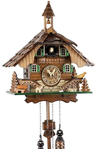 Reloj de cuco de la Selva Negra de madera auténtica con mecanismo de cuarzo a pilas y llamada de cucú - oferta de Uhren-Park Eble - casa de la Selva Negra 32 cm-
