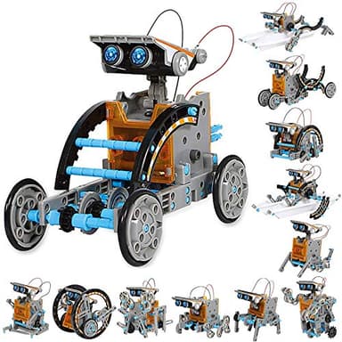 VEPOWER Juguetes Robots para Niños, 12 en 1 Stem Kit de Montaje Robótico Accionamiento Dual Solar y de Batería, Kits de Experimentos de Bricolaje para 8 a 13 Años(190 Piezas)