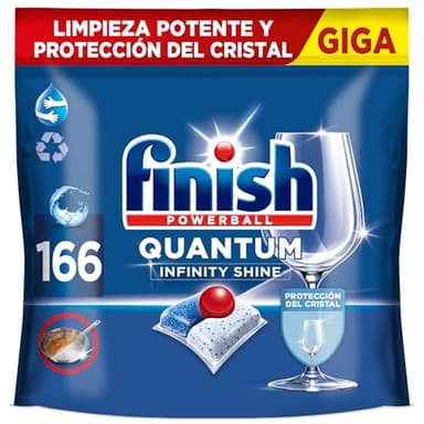 Finish Powerball Quantum Infinity Shine Pastillas para el Lavavajillas con Protección del Cristal, 166 Pastillas