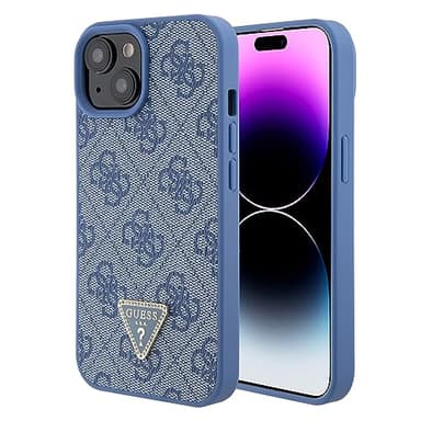 Guess GUHCP15SP4TDPB - Carcasa para iPhone 15 de 6,1 Pulgadas, Piel sintética, diseño de triángulo con Brillantes