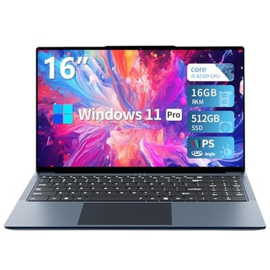 Portátil 16 Pulgadas, Core I5-8210Y Procesador, PC Portátil 16GB RAM 512GB SSD, Windows 11 Ordenador Portatil IPS FHD Pantalla, Laptop USB3.0/Type-C/Mini-HDMI/TF Card to 1TB, Teclado Retroiluminado