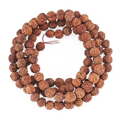 Craftdady 100 cuentas naturales sin teñir de Rudraksha auténticas del Himalaya, cuentas redondas auténticas de Japa Mala para collar de oración, meditación Puja