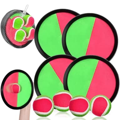 FORMIZON Juego de Bola y Lanzamiento, Juego de Lanzamiento y Captura, 4 paletas y 4 Bolas Atrapa el Juego de Pelota para Deportes, Playa