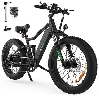 HITWAY 26" Bicicleta eléctrica 4,0 Fat Tire, 48V/250W/15Ah Batería de Litio, Alcance 55-80KM, con Sistema 7 Bicicleta de montaña,E-MTB Adultos Urbana