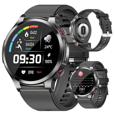 Hombres Reloj Medidor 𝐆𝐥𝐮𝐜𝐨𝐬𝐚 No Invasivo, ECG Reloj Inteligente 𝐆𝐥𝐮𝐜𝐨𝐬𝐚𝐞𝐧𝐒𝐚𝐧𝐠𝐫𝐞, Reloj Que Mide Presion Arterial Con Ritmo Cardíaco Oxígeno Sanguíneo Monitor De Sueño Smartwatch
