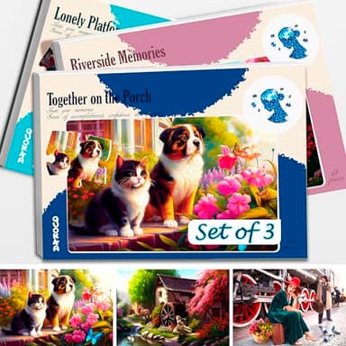 QUOKKA - Rompecabezas de Demencia de 63 Piezas para Ancianos – Productos de Actividades de Piezas Grandes para Personas Mayores – 3 Juegos de Rompecabezas de Alzheimers para Adultos Junto al río,