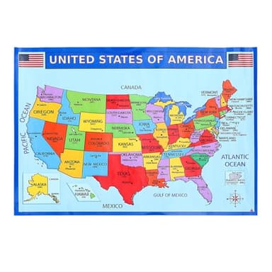Operitacx 2 Uds Mapa De Estados Unidos Mapa De Pared De Uu. Para Niños 19. 65X13. Póster De Mapa De 76 Pulgadas Póster De Aprendizaje De Geografía Para Decoración Del Aula En El Hogar