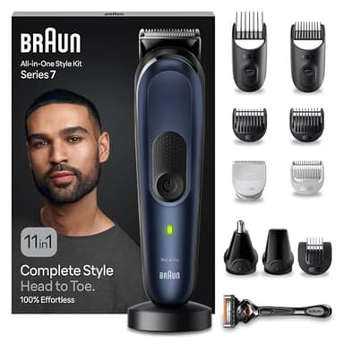 Braun Recortadora de Barba Series 7 Máquina Cortar Pelo, Máquina de afeitar, Cortapelos Hombre Kit 11 en 1 Para Barba, Pelos, Depilación Masculina, MGK7450