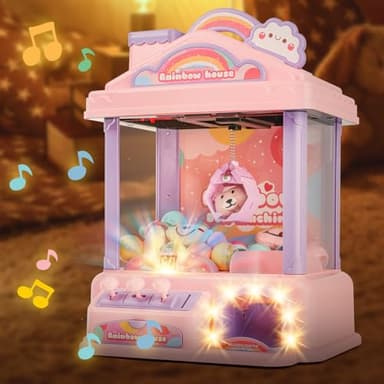 deAO Maquina de Garras, Mini Máquinas Expendedoras de Sonido y USB Versión, Toy Grabber, Tragamonedas Juguetes de Agarre de Navidad, Fiestas Cumpleaños, Regalos para Niñas Niños 3-8 Años (Rosa)