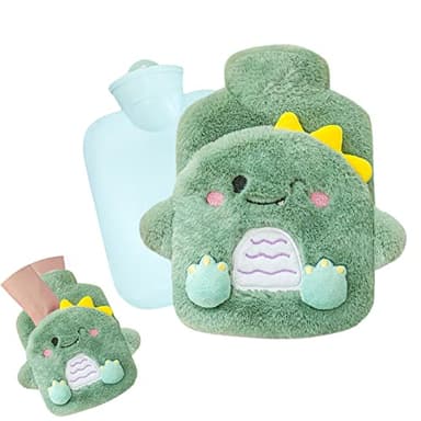 Bolsa de Agua Caliente,Hot Water Bottle,Bolsa de Agua caliente para Niños,Desmontable y Lavable,Botellas de Agua Caliente con Suave Felpa Funda,No hay fugas,Para Mantener el Agua Calient Dinosaurio
