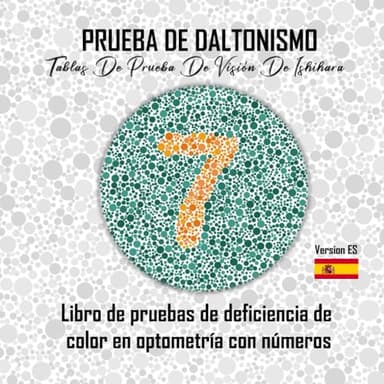 PRUEBA DE DALTONISMO, Tablas de prueba de visión de Ishihara: Libro de prueba de deficiencia de color en optometría con NÚMEROS