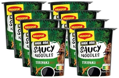 MAGGI Saucy Noodles Asia Teriyaki Vaso - Pack de 8 x 75g