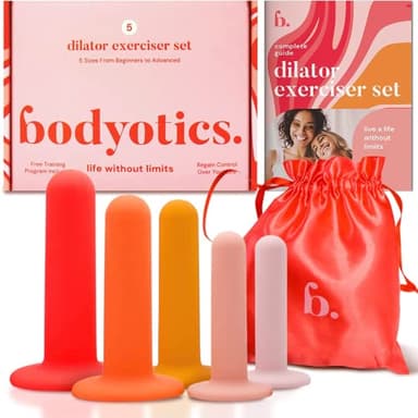 Juego de Dilatadores de Silicona Bodyotics para Relajación del Suelo Pélvico - Kit de 5 Piezas con Bolsa de Transporte e Instrucciones - Calor Suave para Intimidad y Bienestar