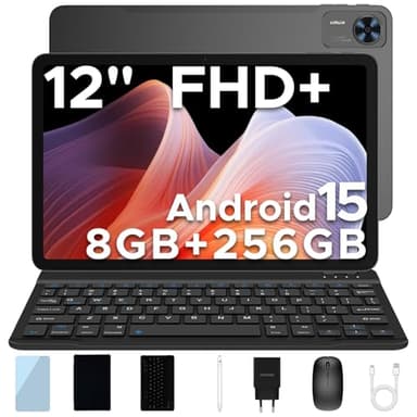 DOOGEE T36 Tablet Android 15, Tablet 12 Pulgadas 2.4K 90Hz, Tablet Octa-Core, 20GB+256GB/2TB Tablet con Teclado, 8800mAh/ Widevine L1, 4G LTE/ 13MP+8MP/ BT5.0, Tablet con Ratón, Funda, Lapiz