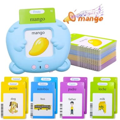 Topfree Tarjetas Flash Parlantes Español, Tarjetas Didácticas 2 3 4 5 6 años, Juegos Educativos Montessori Juguetes de Aprendizaje 112 Hojas 224 Palabras, Regalo para Bebe de cumpleaños Navidad