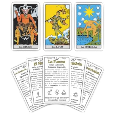 ARCANIA - Tarot fácil para Principiantes con Instrucciones para Aprender de Manera Sencilla y Rápida. Incluye Palabras Clave, Signos del Zodiaco, Planetas y los 4 Elementos