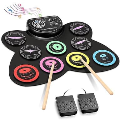 Anpro Batería Electrónica, Bateria Musical con 9 Almohadillas de Batería Altavoz Estéreo Incorporado para Niños y Principiantes…