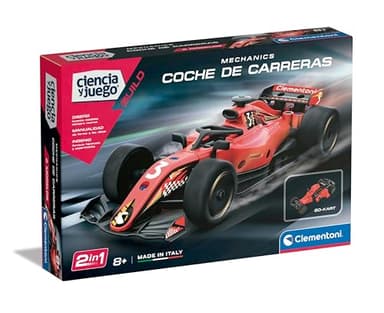Clementoni Mechanics 55525 Coche de Carreras, Kit de Construcción de Coche con Todas Las Piezas, Adecuado para Aprender Principios de Ingeniería y Mecánica, 8 años+