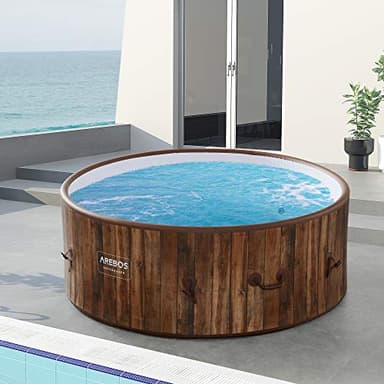 Arebos SPA Hinchable Whirlpool | para Interior y Exterior | ⌀ 180 cm | 7 Personas | Drop-Stitch | 130 boquillas de Masaje | con calefacción | 1120 litros | Incluye Cubierta | Bubble SPA y Wellness