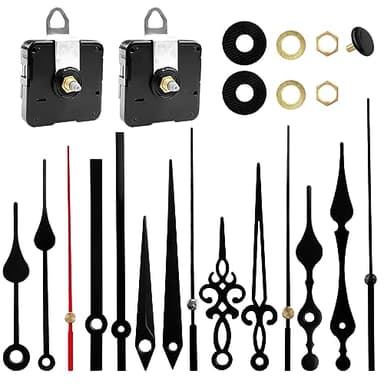 Fousenuk 2 mecanismo reloj de pared, maquinaria de reloj a pilas, con 5 Diferentes Pares agujas reloj pared, silencioso movimiento reloj de cuarzo, para DIY Reparación de Reloj Reemplazo de Piezas