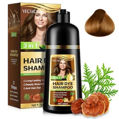 Champú para teñir el cabello, champú natural instantáneo para teñir el cabello, champú para teñir el cabello 3 en 1, tinte para el cabello de larga duración, cobertura 100%, 500 ml (Coffee)