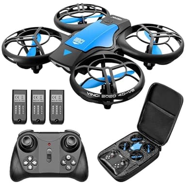 4DRC V8 Mini Drone para Niños, RC Helicopter Quadcopter con Control Remoto, 3D Flips, Modo sin Cabeza, Estabilización de Altitud, 3 Velocidades,3 Baterías, Regalo para Niños y Principiantes