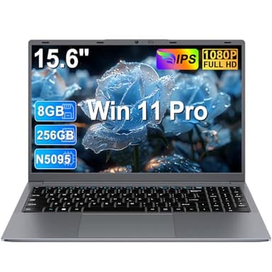 Ordenador Portátil 15,6 Pulgadas Celeron N5095 2,9 GHz Win11 Pro 8GB 256GB SSD Expansión 1TB 5G WiFi 1920x1080 FHD BT4.2 HDMl USB 3.0 Portatil con Ratón Inalámbrico y Teclado Español Membrana - Gris