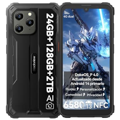 Blackview BV5300 Plus Movil Irrompible(NFC),24GB+128GB(TF 2TB) 6580mAh Teléfono Móvil, Helio G72 Pantalla de 6.1''HD+ Cámara de 13MP+5MP Moviles Rugerizados Dual 4G SIM/OTG/GPS/IP68 IP69K 2024