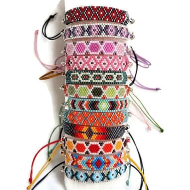 Pulseras Miyuki con cordón ajustable de nudo corredizo (F)